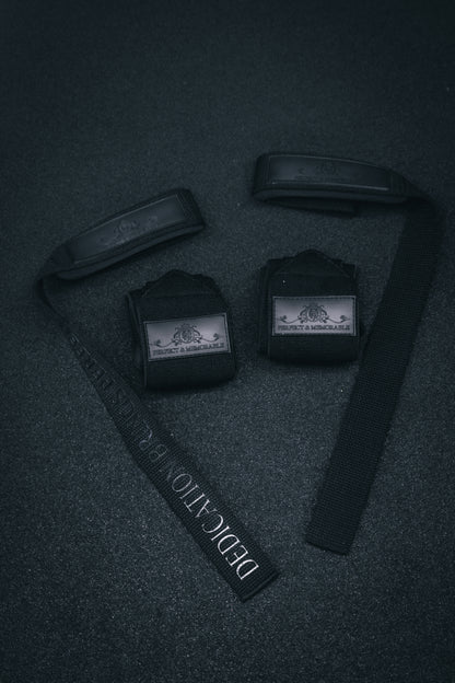 P&M | BLACK LIFTING STRAP & WRIST WRAP SET